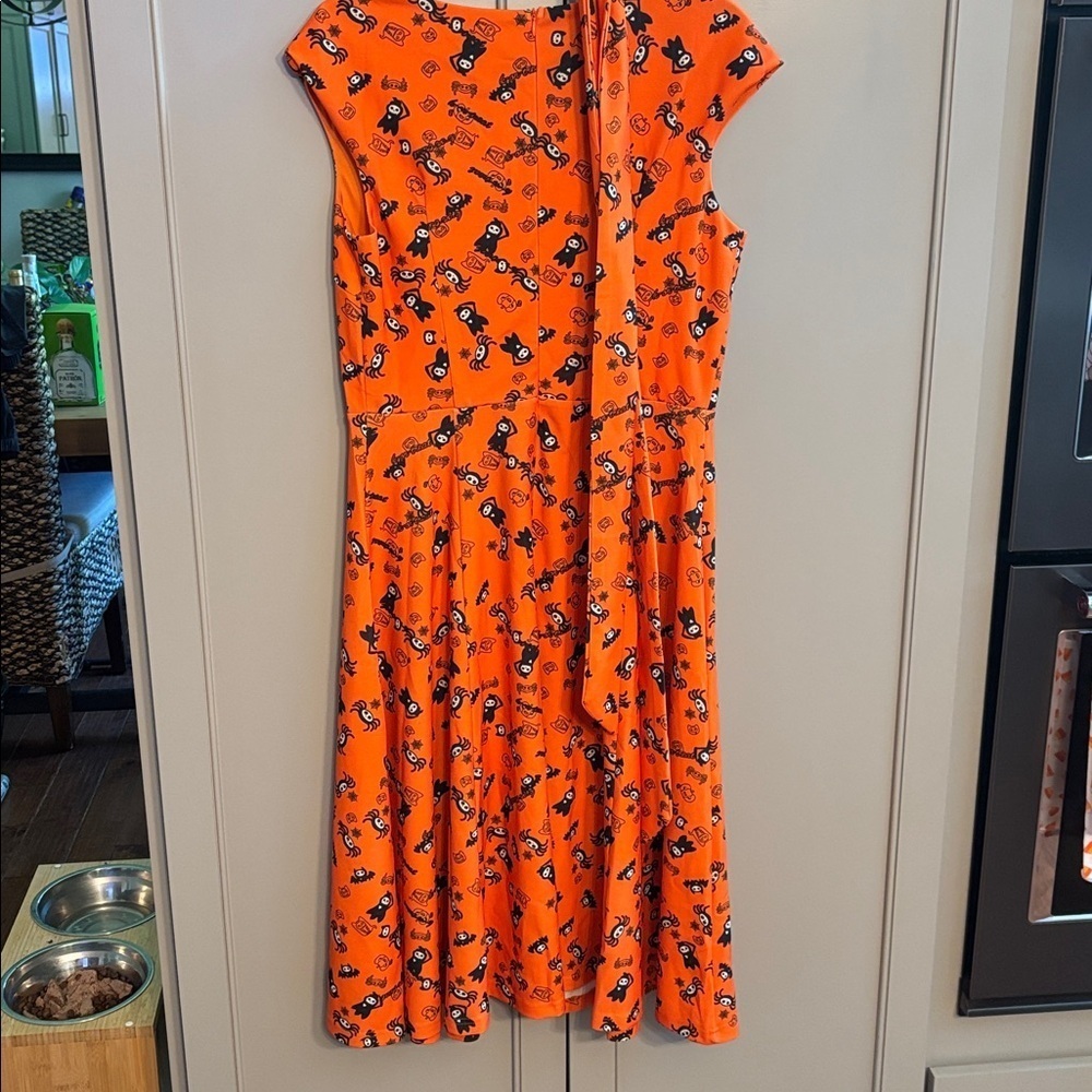 Halloween Orange Floral A-Line Dress - Picture 7 of 7